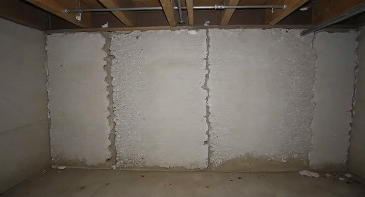 Two vertical cracks in poured concrete — one uniform hairline width from shrinkage, one wider at top tapering down indicating settlement with visible lateral displacement